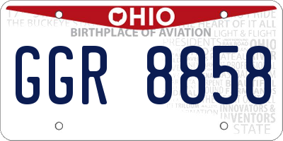 OH license plate GGR8858