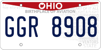 OH license plate GGR8908