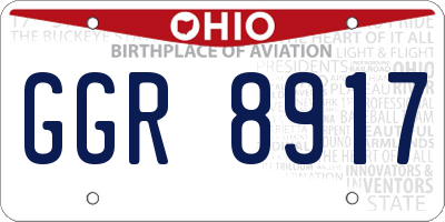OH license plate GGR8917