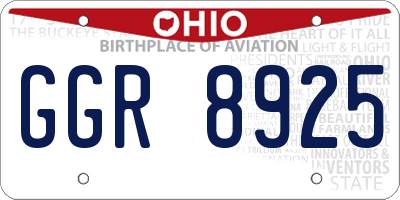 OH license plate GGR8925