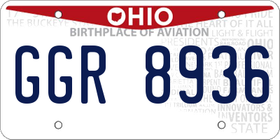 OH license plate GGR8936