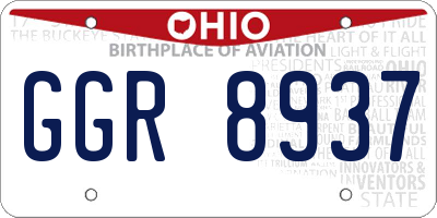 OH license plate GGR8937