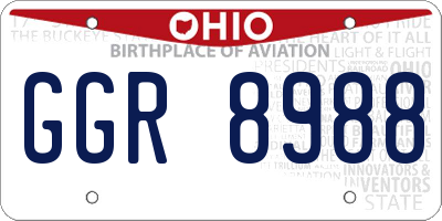 OH license plate GGR8988
