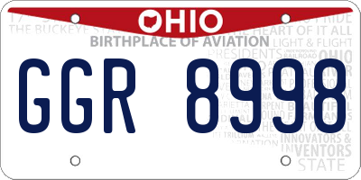 OH license plate GGR8998