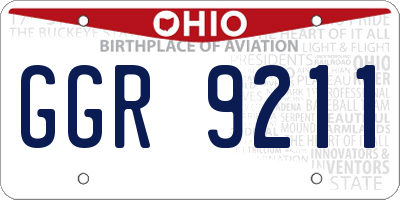 OH license plate GGR9211