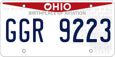 OH license plate GGR9223