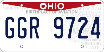 OH license plate GGR9724