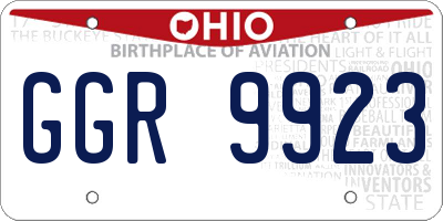 OH license plate GGR9923
