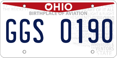 OH license plate GGS0190
