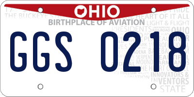 OH license plate GGS0218