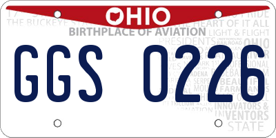 OH license plate GGS0226