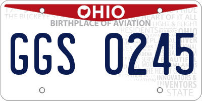 OH license plate GGS0245