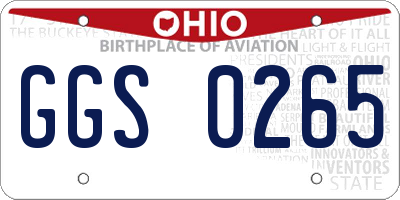 OH license plate GGS0265