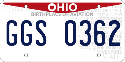 OH license plate GGS0362