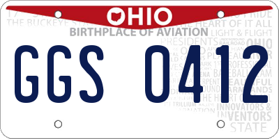 OH license plate GGS0412