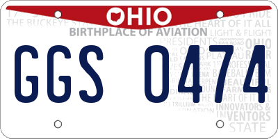 OH license plate GGS0474