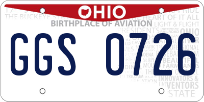 OH license plate GGS0726