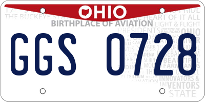 OH license plate GGS0728