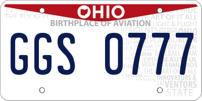 OH license plate GGS0777