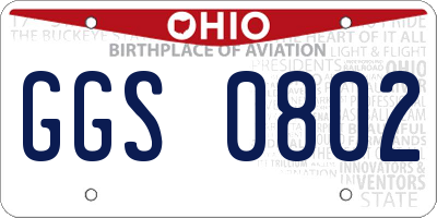OH license plate GGS0802