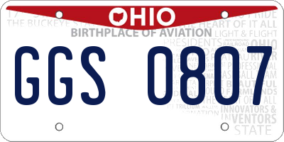 OH license plate GGS0807