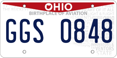 OH license plate GGS0848