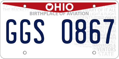 OH license plate GGS0867