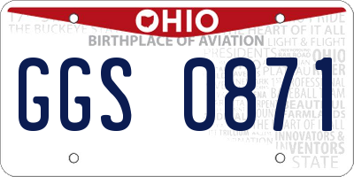 OH license plate GGS0871