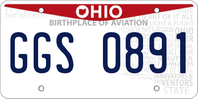 OH license plate GGS0891