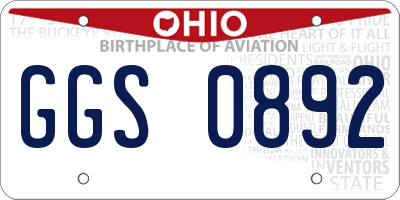 OH license plate GGS0892