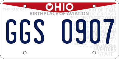 OH license plate GGS0907