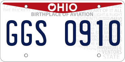 OH license plate GGS0910