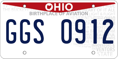 OH license plate GGS0912