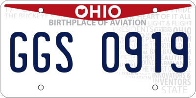 OH license plate GGS0919
