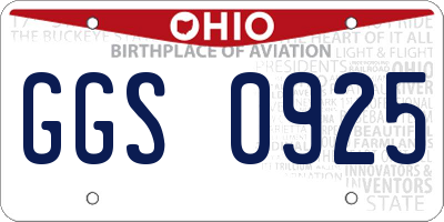 OH license plate GGS0925