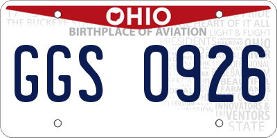 OH license plate GGS0926