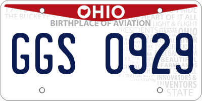 OH license plate GGS0929