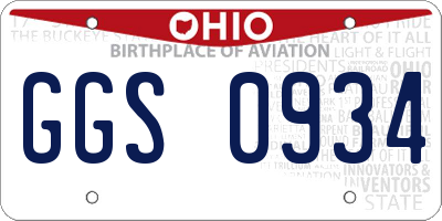 OH license plate GGS0934