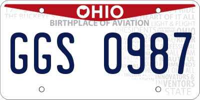 OH license plate GGS0987