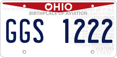 OH license plate GGS1222