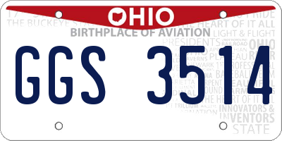OH license plate GGS3514