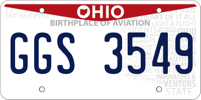 OH license plate GGS3549