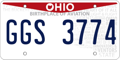 OH license plate GGS3774
