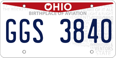 OH license plate GGS3840