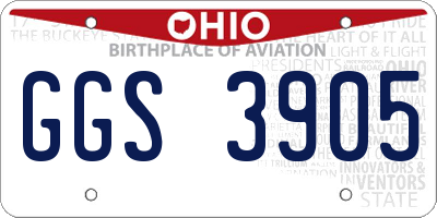OH license plate GGS3905