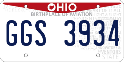 OH license plate GGS3934