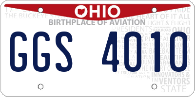 OH license plate GGS4010