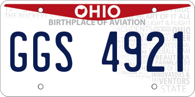 OH license plate GGS4921