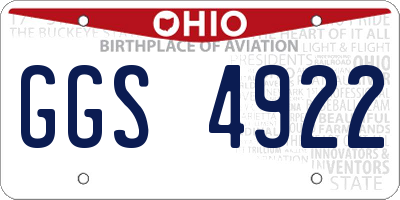 OH license plate GGS4922