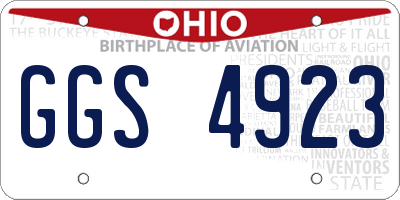 OH license plate GGS4923
